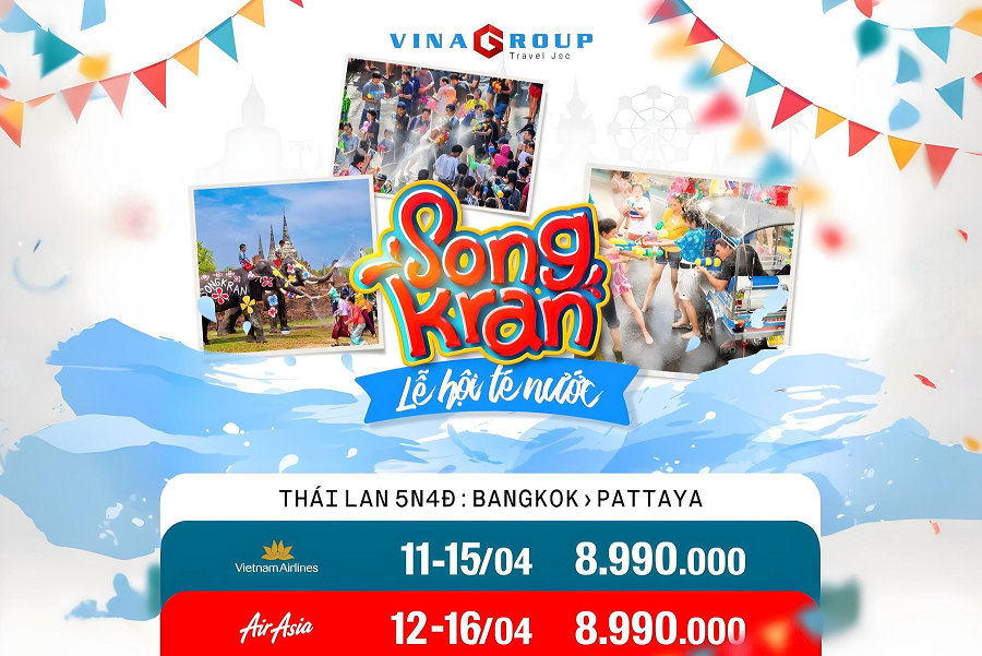 (Tết Songkran) Tour Thái Lan - Bangkok - Pattaya - Lễ Hội Té Nước